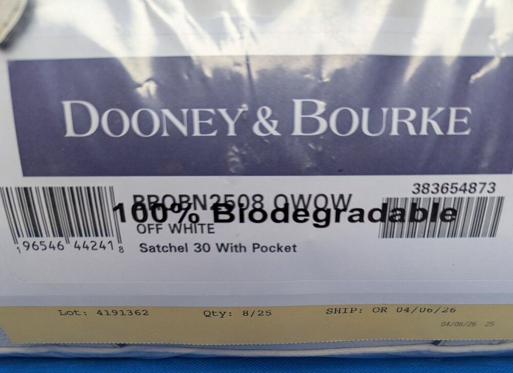 Dooney & Bourke Pebbled Leather Sorrento Satchel 30 with Pocket - Off White, NWT - Picture 12 of 12